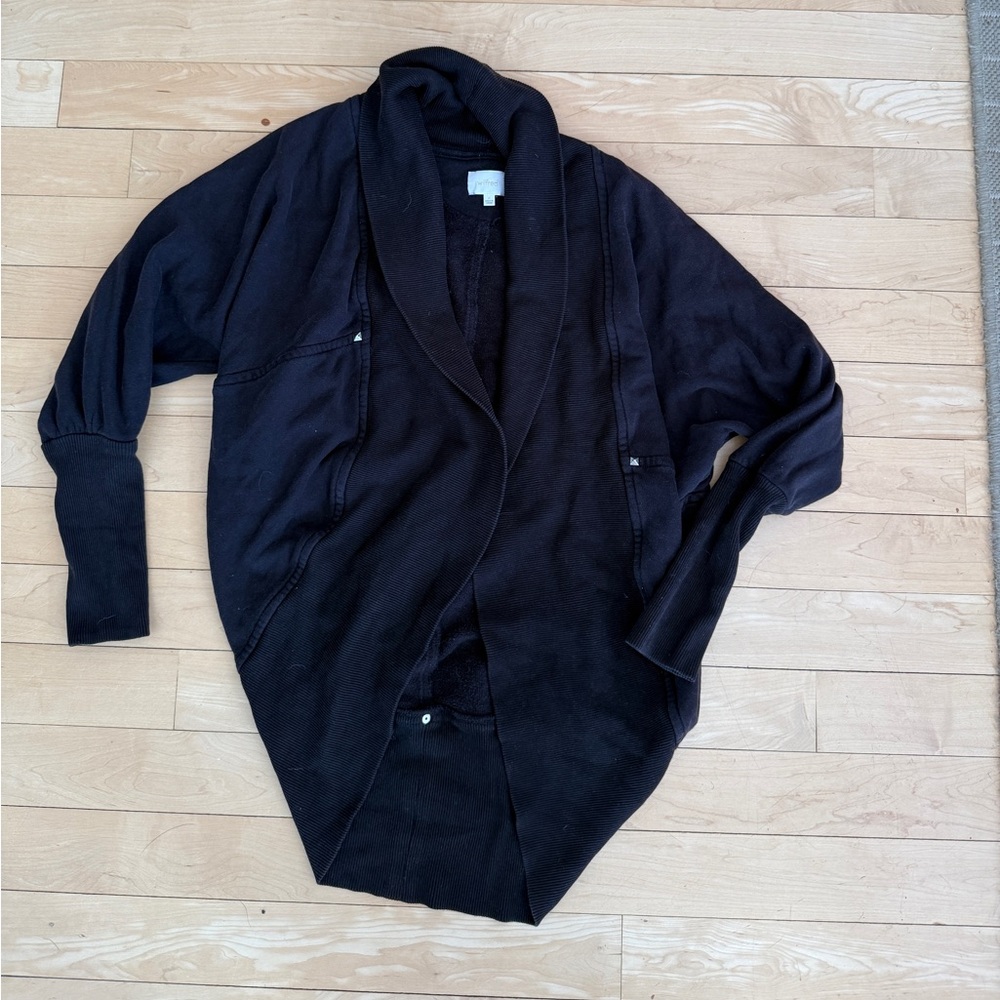 Wilfred Black Cotton Blend Open Front Cardigan- medium